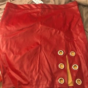 Imitation leather mini shirt